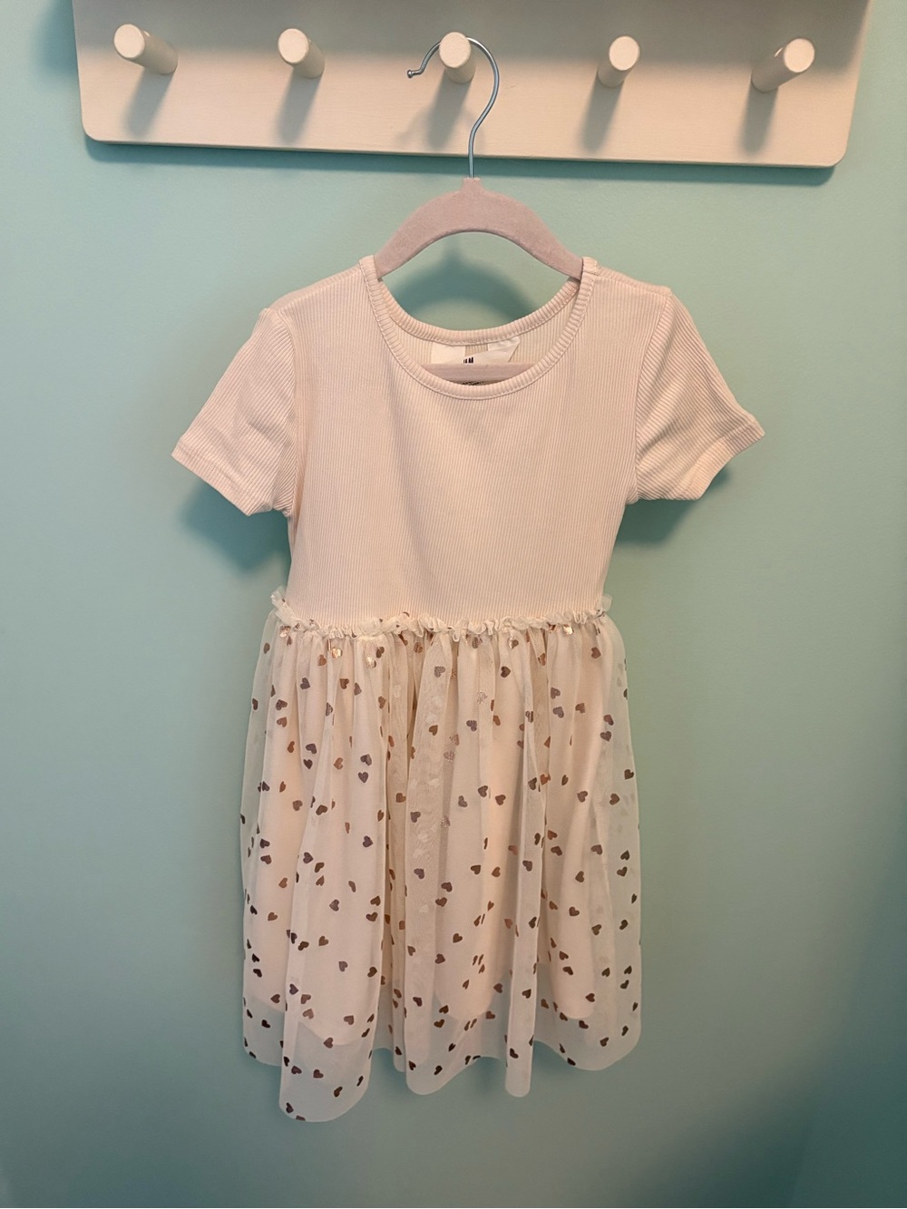 H&M Cream Dress with Gold Heart Print
